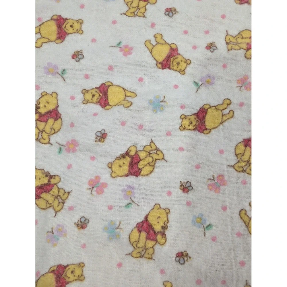 Vintage Disney Winnie the Pooh Receiving Blanket White Floral Bee Butterfly